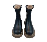 Bottes De Neige Femme Fourrure Bottine Plateforme Antidérapante Botte Couleur Unie Polyvalent Bottes En Cuir Pu Boot Plates Chaussure D'Extérieur Bottine Bout Rond Boot Botte Femme Hiver Chaude