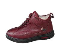 Bottes de Neige Femme Hiver Chaud Plateforme Lacets Courtes Moto en Cuir Bottines Chaussures Randonnée Confort Chaude Boots Design Urbain légant d'extérieur Coton Pais