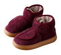Bottes de Neige Femme Hommes Hiver Chaude Peluche Fourrés Chaussons Antidérapant Pantoufles Bottines Chaussures à enfiler for Personnes âgées Women Wine Red 41