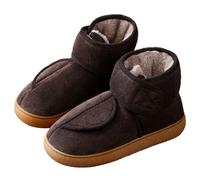 Bottes de Neige Femme Hommes Hiver Chaude Peluche Fourrés Chaussons Antidérapant Pantoufles Bottines Chaussures à enfiler for Personnes âgées Women Brown 42
