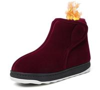 Bottes de Neige Femmes Hommes Hiver Doublée De Fourrure Chaud Chaussons Confort Bottines Extérieur Antidérapant Chaussures de Marche Women Wine Red 38
