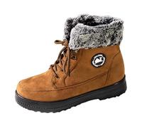 Bottes de Neige Hiver Femmes Confortables Chaudes Duveteuses Mi-Mollet Plateforme Rond Lacets Extérieur Marche Casual (Yellow, 38)