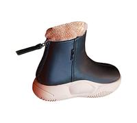 Bottes de Neige Imperméables Chaussures Femme Rembourrage Thermique Semelle Épaisse Plate Antidérapante Adaptées pour Balades Hivernales Trekkings, noir, 40