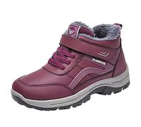 Bottes de neige imperméables et chaudes pour homme - Antidérapantes - Doublure en fourrure - Chaussures de trekking en cuir tendance - Chaussures de randonnée antidérapantes et confortables à lacets