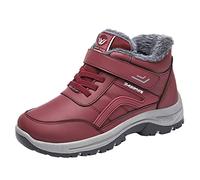 Bottes de neige imperméables et chaudes pour homme - Antidérapantes - Doublure en fourrure - Chaussures de trekking en cuir tendance - Chaussures de randonnée antidérapantes et confortables à lacets