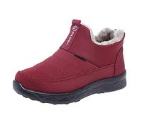 Bottes de neige imperméables pour femme avec doublure en polaire et épaisses, bottes d'hiver thermiques à semelle plate, bottines montantes sans lacets, rouge, 38 EU