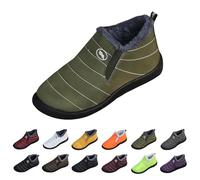 Bottes de neige imperméables pour femme - Coupe large - Bout rond - Antidérapantes - Chaussures de marche pour temps froid - Automne et hiver - Chaudes - Doublure en fausse fourrure - Bottes courtes