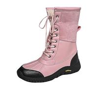 Bottes de neige longues pour femme en coton avec doublure chaude pour les randonnées d'hiver et les activités de plein air, Rose, 37 EU