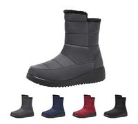 Bottes de neige mi-mollet pour femme - Bottes d'hiver chaudes doublées de fourrure - Imperméables - Épaisses - Antidérapantes - Légères - En coton - Chaussures de marche chaudes pour femme, gris, 37