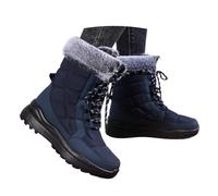 Bottes de Neige mi-Mollet pour Femme, Bottines d'extérieur à Enfiler avec Talon Plateforme épais et Confortable, Chaussures décontractées pour Temps Froid Mini Jupe Rose (Blue, 38)
