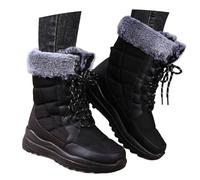 Bottes de Neige mi-Mollet pour Femme, Bottines d'extérieur à Enfiler avec Talon Plateforme épais et Confortable, Chaussures décontractées pour Temps Froid Mini Jupe Rose (Black, 39)