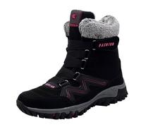 Bottes de neige mi-mollet unisexes - Chaudes - Doublure en fourrure antidérapante - Sangle à boucle - Bottes de marche - Chaussures orthopédiques - Grande taille, 1 rose vif., 38 EU