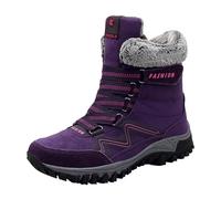 Bottes de neige mi-mollet unisexes - Chaudes - Doublure en fourrure antidérapante - Sangle à boucle - Bottes de marche - Chaussures orthopédiques - Grande taille, 1 violet., 37 EU