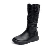 Bottes de neige mi-tube for femmes, bottes de travail de cowboy, rétro, fermeture éclair, talon carré, couleur unie, bottes de marche, pantoufles, chaussures à bout rond, bottes d'équitation ( Color :