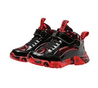 Bottes de Neige Montantes en Cuir épais doublées de Polaire pour garçons avec Semelle antidérapante Chaussettes Rouge Chaussons Garçon Chaussures Chaussettes pour Garçons (Black, 37)