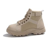 Bottes de neige montantes pour femme en Europe et en Amérique avec semelle à crampons - Légères - En cuir - Imperméables - Antidérapantes, beige, 39.5 EU