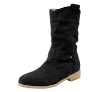 Bottes de neige pour femme - En daim - Talon bas - À enfiler - Confortables - Pour un usage quotidien, Noir , 39.5 EU
