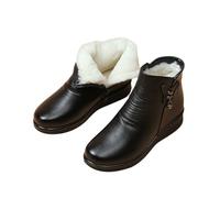 Bottes de neige pour femme en polaire résistante à l'eau - Antidérapantes - Fermeture éclair latérale classique - Semelle épaisse - Doublure en fausse fourrure - Bottes d'hiver à enfiler pour