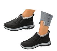 Bottes de neige pour femme - Imperméables - Antidérapantes - En fourrure synthétique - Doublure chaude - Chaussures d'hiver plates et confortables - Courtes - En peluche - À enfiler, Noir , 41 EU