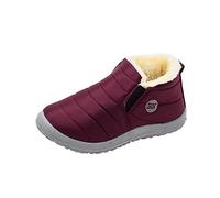 Bottes de neige pour femme - Imperméables et chaudes - En velours - Courtes - Bottes d'hiver plates - Bottes d'hiver chaudes - Tige étroite - Doublure chaude, 3 rouges., 42 EU