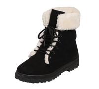 Bottes de neige pour femme - Noir - Avec doublure chaude - Bottes d'hiver thermiques à lacets - Durables - Avec semelle plate - Bottes basses - Bottes de loisirs - Grandes tailles, Noir , 44 EU