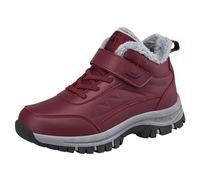 Bottes de neige pour femme - Style couple - Tendance - Simples - Épaissies - Chaudes - Confortables - Avec boucle à crochet - Chaussures décontractées avec talon doublé - Pour femme, rouge, 37 EU