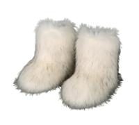 Bottes de neige pour femmes, bottes en fourrure, bottes d'hiver à talons hauts en fausse fourrure moelleuses (G,41)