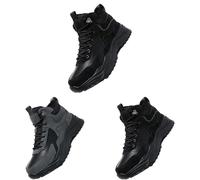 Bottes de neige pour homme - Bottes à lacets en cuir synthétique - Doublées - Antidérapantes - Chaussures de travail vintage - Bottes d'hiver chaudes - Imperméables, Noir , 47 EU