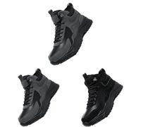 Bottes de neige pour homme - Bottes à lacets en cuir synthétique - Doublées - Antidérapantes - Chaussures de travail vintage - Bottes d'hiver chaudes - Imperméables, gris, 47 EU