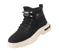 Bottes de neige pour homme - Doublure chaude - Chaussures de randonnée - Chaussures d'hiver - Mode été et automne - Décontractées - Maille plate et légère - Respirantes - Couleur unie, Noir , 39 EU