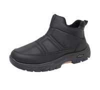 Bottes de neige pour homme en mousse à mémoire de forme - Antidérapantes - Thermiques - Doublure en fourrure - Soutien de la voûte plantaire - Chaussures de neige chaudes à tige courte - Confortables