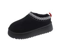 Bottes De Neige Rétro En Cuir Suédé For Femme, Pantoufles Paresseuses Chaudes À Plateforme, Mini Bottes En Fourrure, Diapositives Courtes En Peluche, Hiver Rétro(Black,4.5)