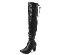 Bottes de neige solides pour femme - En cuir et daim - Pour la marche à la campagne, les jours de pluie - Doublure en polaire isolée - Antidérapantes, Noir , 38.5 EU