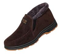 Bottes de neige tendance pour homme - Chaussures de neige décontractées en daim - Bottes d'hiver à enfiler avec doublure en fourrure chaude - Chaussures imperméables pour homme - Bottes de randonnée