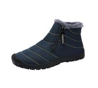 Bottes de neige tendance pour homme - Coupe extra large - Automne et hiver - Semelle à crampons - Cuir - Pour jours de pluie et froid - Cowboy occidental - À enfiler - Talon bloc, bleu, 42.5 EU