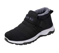 Bottes de neige tendance pour homme Semelles épaisses Antidérapantes Couleur unie Slip On High Top Chaud Extérieur Sports Style, Noir , 42 EU