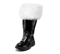 Bottes de Père Noël pour Hommes, Bottes de Neige Larges avec Poignets en Peluche Blanche et Boucle de Fermeture, Couvre-botte de Père Noël avec Poignets Blancs Accessoires de Cosplay du Pere Noel