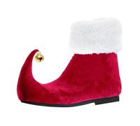 Bottes de Père Noël Unisexe Noël Carnaval Fête à Thème Chaussures de Lutin de Noël avec Clochettes Protège-Chaussures Elfes Bottes Auxiliaires du Père Noël Chaussures de Lutin Carnaval Adulte Costume