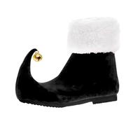 Bottes de Père Noël Unisexe Noël Carnaval Fête à Thème Chaussures de Lutin de Noël avec Clochettes Protège-Chaussures Bottes Elfes Auxiliaires du Père Noël Chaussures de Lutin Carnaval Adulte Costume
