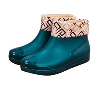 Bottes de Pluie à la Mode pour Femmes Tubes Courts Chaussures d'eau en Plastique avec Semelle Antidérapante Bottes Chaudes en Caoutchouc Imperméables Femmes Chaussures avec Talon Escarpins, vert, 40