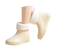 Bottes de pluie à plateforme tendance, bottines d'hiver doublées pour temps humide, beige, 39 EU