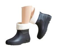 Bottes de pluie à plateforme tendance, bottines d'hiver doublées pour temps humide, Noir , 37 EU