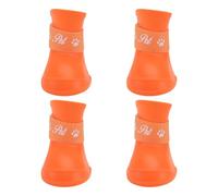 Bottes de Pluie Antidérapantes pour Chien, PVC Orange Taille S | Pattes D’animal, Faciles à Enfiler Retirer, Usage Plage et Terrasse