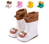 Bottes de Pluie Bottes de Wellington Mixte Enfant pour Fille et Garçon imperméable antidérapant Chaussures de Pluie en Caoutchouc à l'extérieur 04 Ours Blanc 29 Taille de l'étiquette UE 190