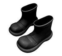 Bottes de pluie courtes en caoutchouc pour femme - Tige large - Confortables - Rembourrées - Bottes de neige élégantes et mignonnes - Avec semelle en caoutchouc antidérapante - Bottes de jardin