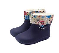 Bottes de Pluie Courtes Enfant Souple Fille Garcon Imperméable Bottines en Caoutchouc Naturel Légères Confortable Antidérapantes Animal Mignon Wellington Marine 26