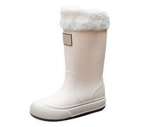 Bottes De Pluie Courtes Femmes Bottes De Jardin en Caoutchouc Travail légère Antidérapant Imperméables Doublé Polaire Chauds Confortables Chaussures de Pluie 35 Blanc