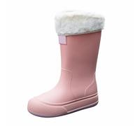 Bottes De Pluie Courtes Femmes Bottes De Jardin en Caoutchouc Travail légère Antidérapant Imperméables Doublé Polaire Chauds Confortables Chaussures de Pluie 36 Rose