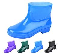 Bottes de pluie courtes pour femme, couleur unie, semelle épaisse, bottes de pluie, bottes en caoutchouc antidérapantes, chaussures de jardin, chaussures de travail, pour le jardin, la pêche et