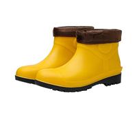 Bottes de pluie courtes pour homme avec doublure chaude et imperméable | Col souple pliable, intérieur chaud, coque imperméable en caoutchouc, chaussures de marche confortables en plein air par